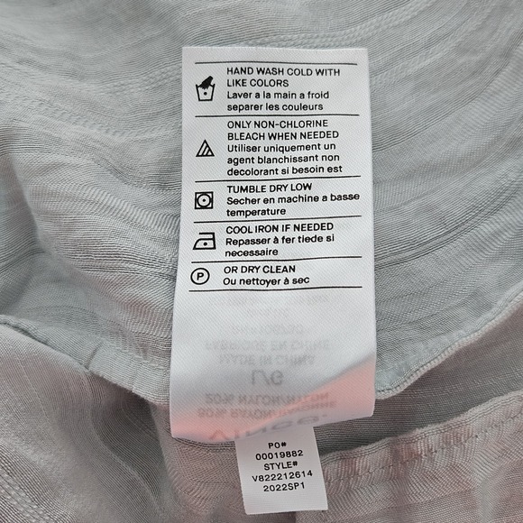 Vince Top Women's L Mint Drapey Striped V-Neck Long Sleeve Hidden Button Flowy - Picture 12 of 14